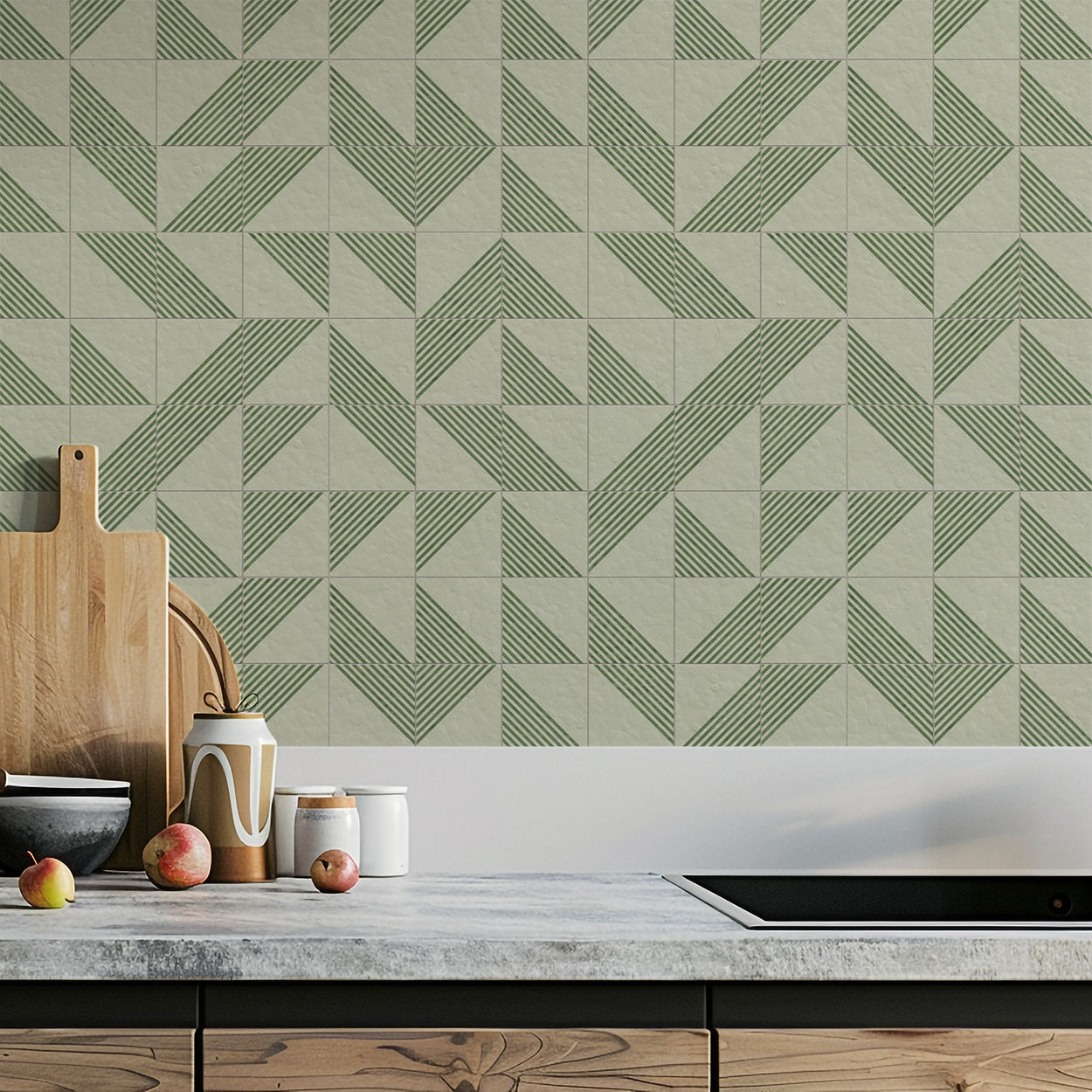 Gestreepte cement tegels