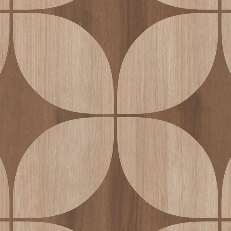 Walnoot met eiken hout retro blad motief