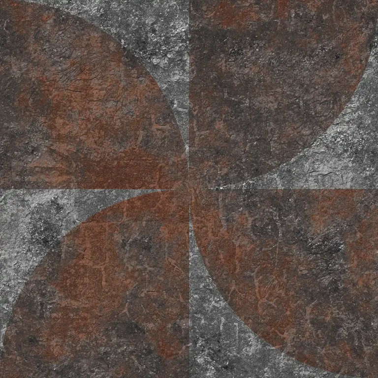 Roher Stahl mit verwittertem Stahl-Bauhaus-Muster