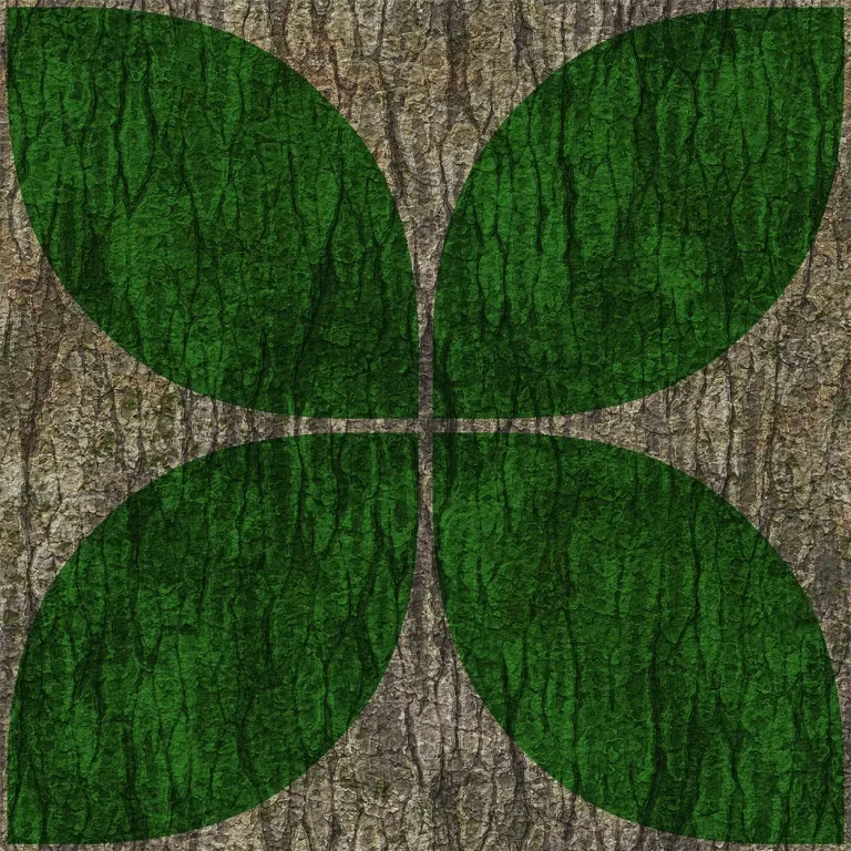 Bark with green retro leaf motif