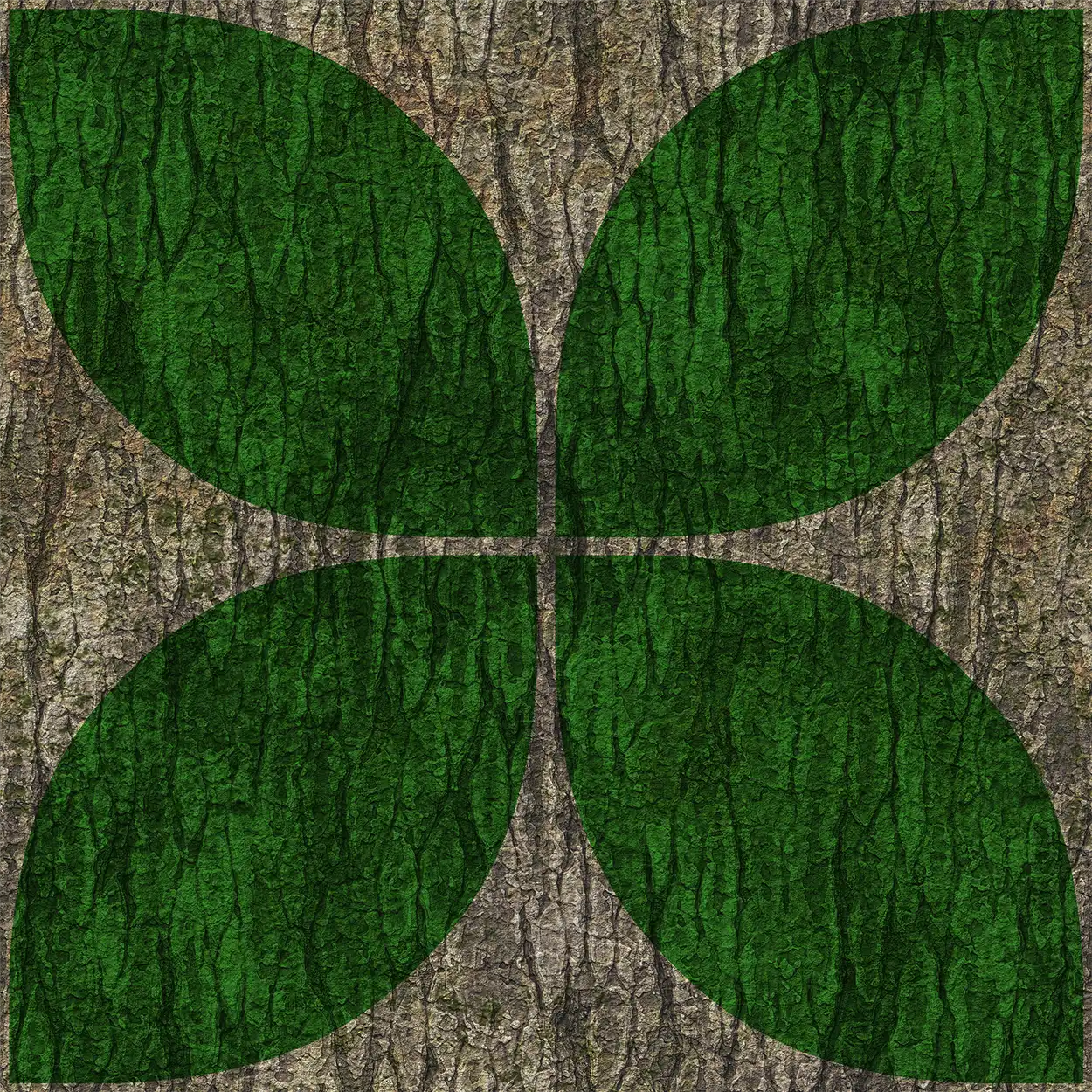 Bark with green retro leaf motif - Image 3